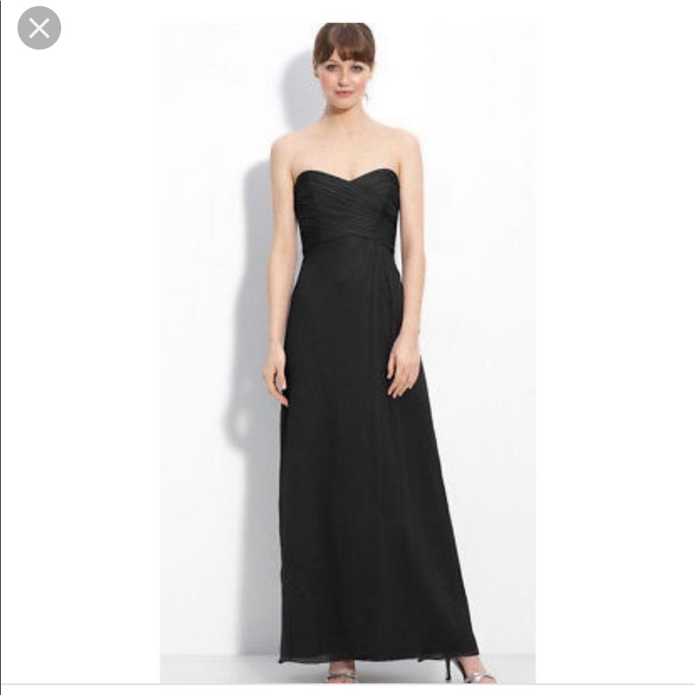 Amsale bridesmaid dress in black crinkle chiffon